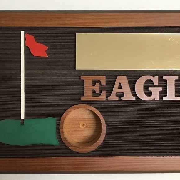 Vintage Eagle Wood Wall Plaque Award Trophy Golf Ball Holder First Eagle Blank - Picture 10 of 12